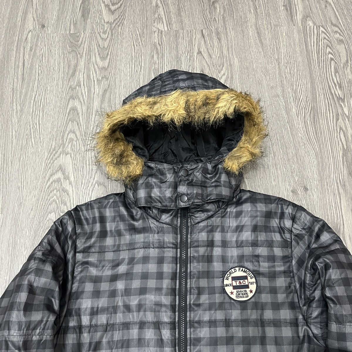 14th Addiction T&C Surf - Plaid Down Jacket Faux Fur ifsixwasnine Lgbstyle Size US M / EU 48-50 / 2 - 2 Thumbnail