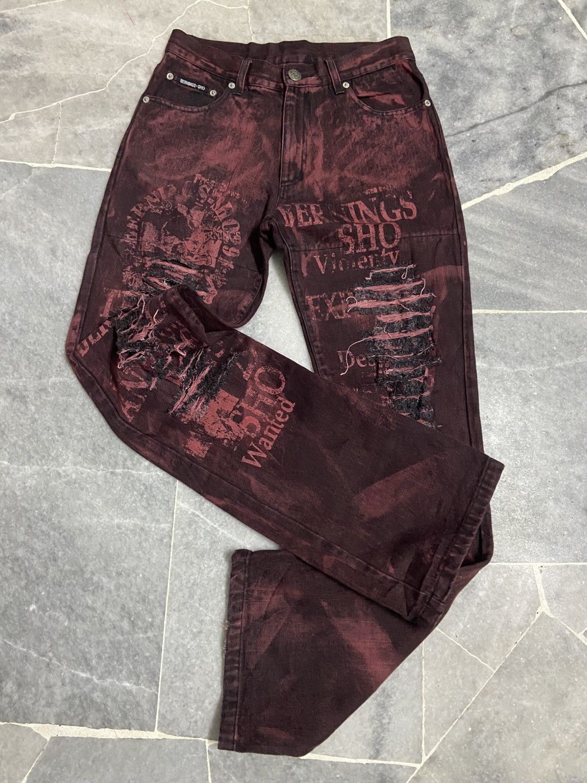 Japanese Brand BERNINGS SHO Punk Seditionaries Flare Distressed Jeans Size US 29 - 3 Thumbnail