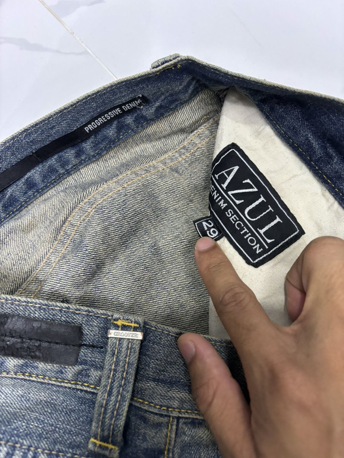 If Six Was Nine 🇯🇵PROGRESSIVE DENIM SLIM FIT DISTRESSED DENIM BY AZUL Size US 31 - 10 Thumbnail