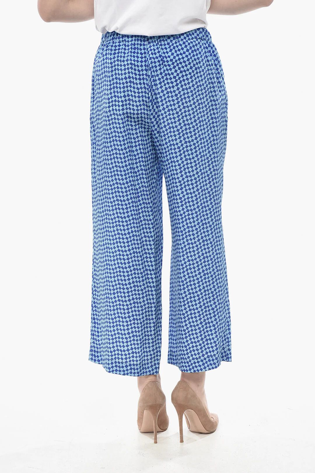 Marni og1mm0326 Pure Silk Checked Pant in Blue Size 30" / US 8 / IT 44 - 2 Thumbnail