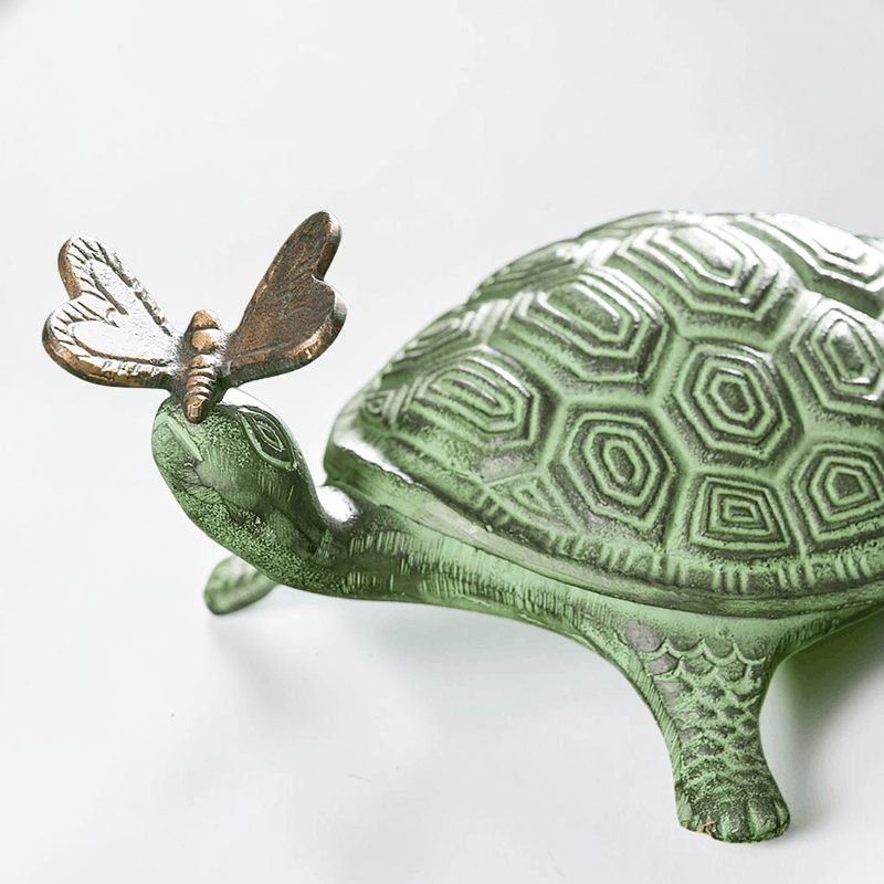 Other Turtle and Butterfly Statue, Verdigris Rustic Garden Decor Size ONE SIZE - 3 Thumbnail