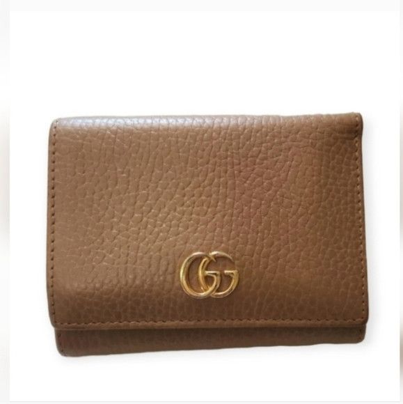 Gucci GUCCI Trifold Small Beige Leather Wallet Cardholders Size ONE SIZE - 9 Thumbnail