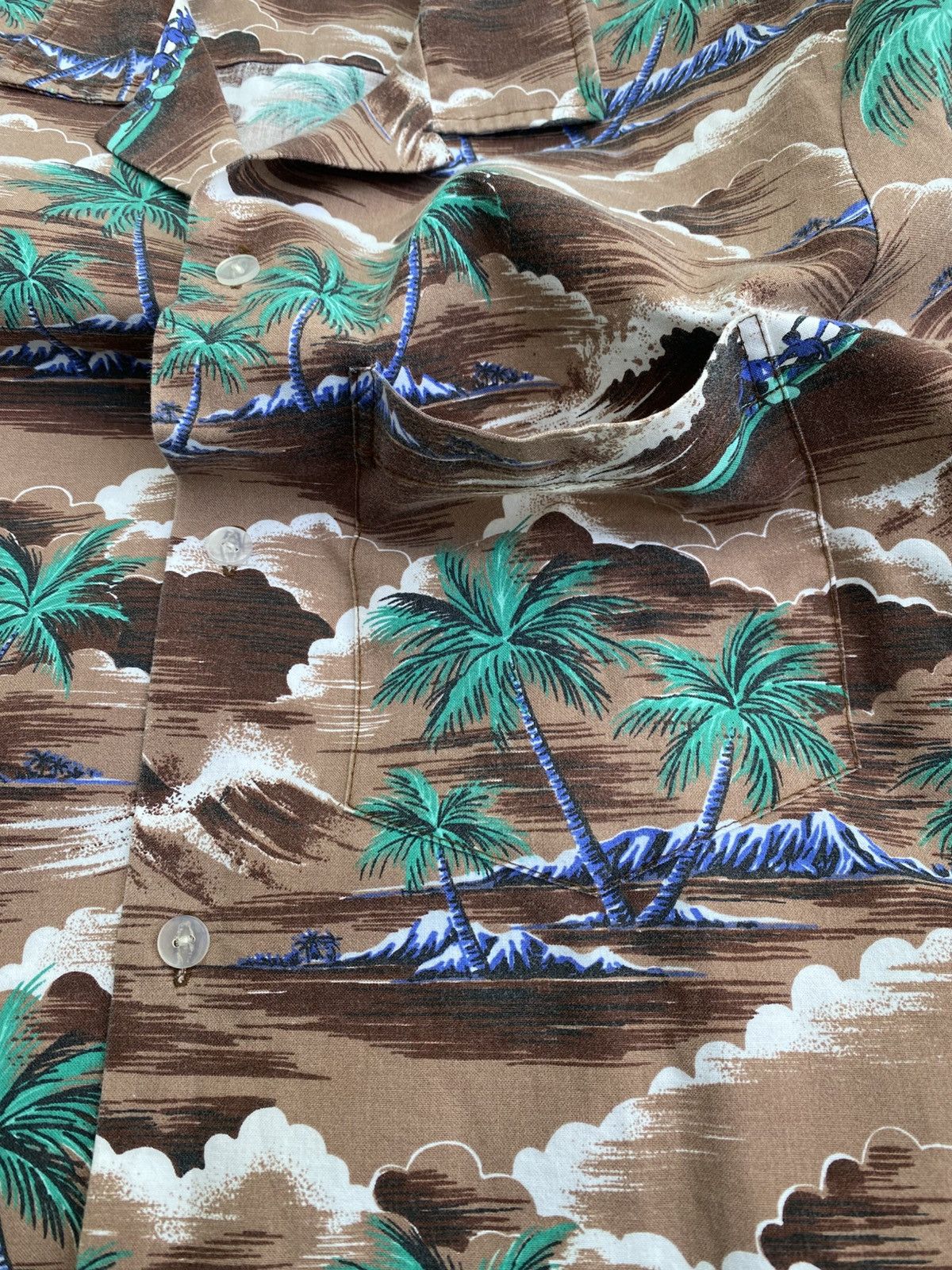 Vintage Vtg Evalani Surfing Palm Tree Single Pocket Hawaiian Shirt Size US M / EU 48-50 / 2 - 4 Thumbnail