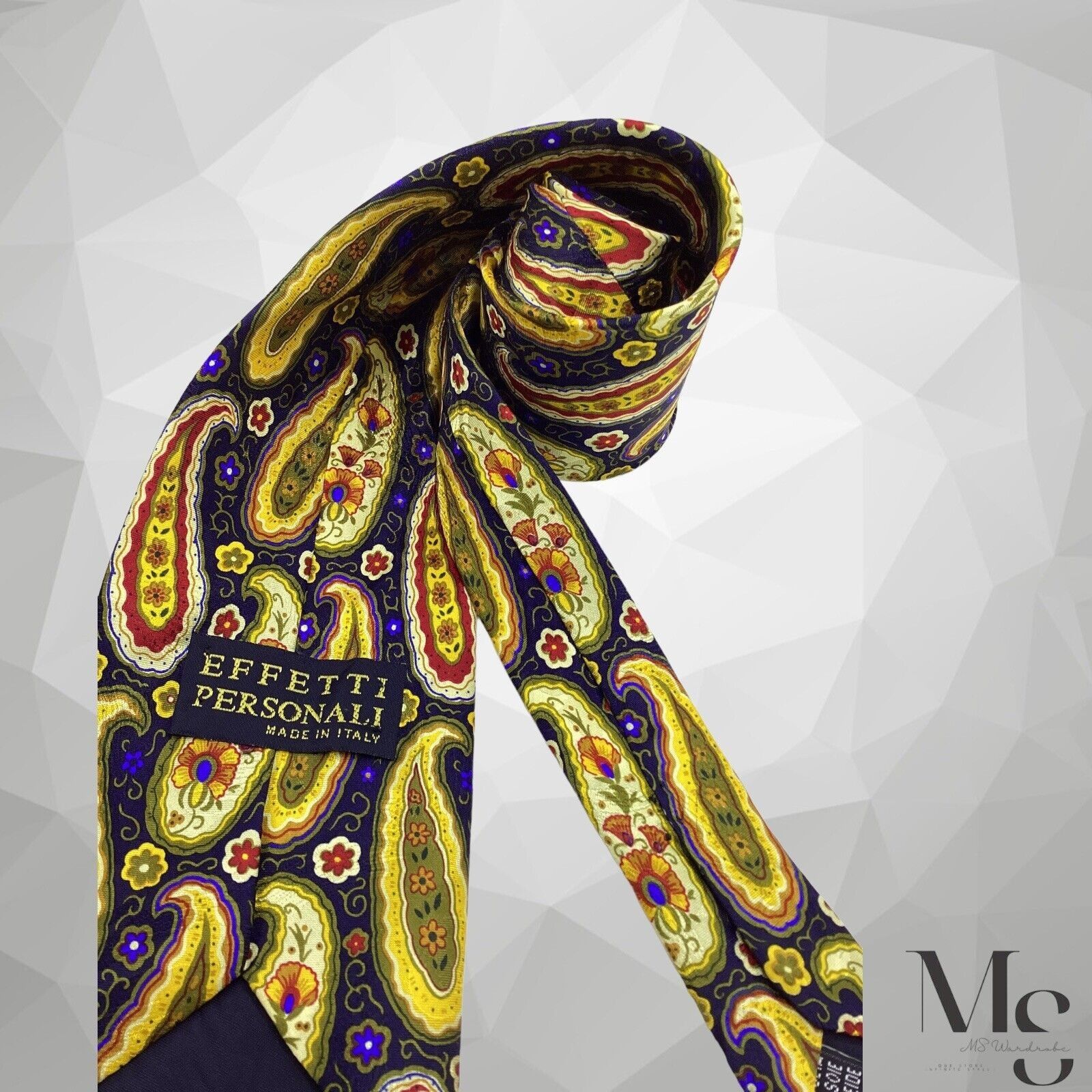 Other EFFETTI PERSONALI Blue Gold Paisley Silk Tie Made In Italy W Size ONE SIZE - 3 Thumbnail