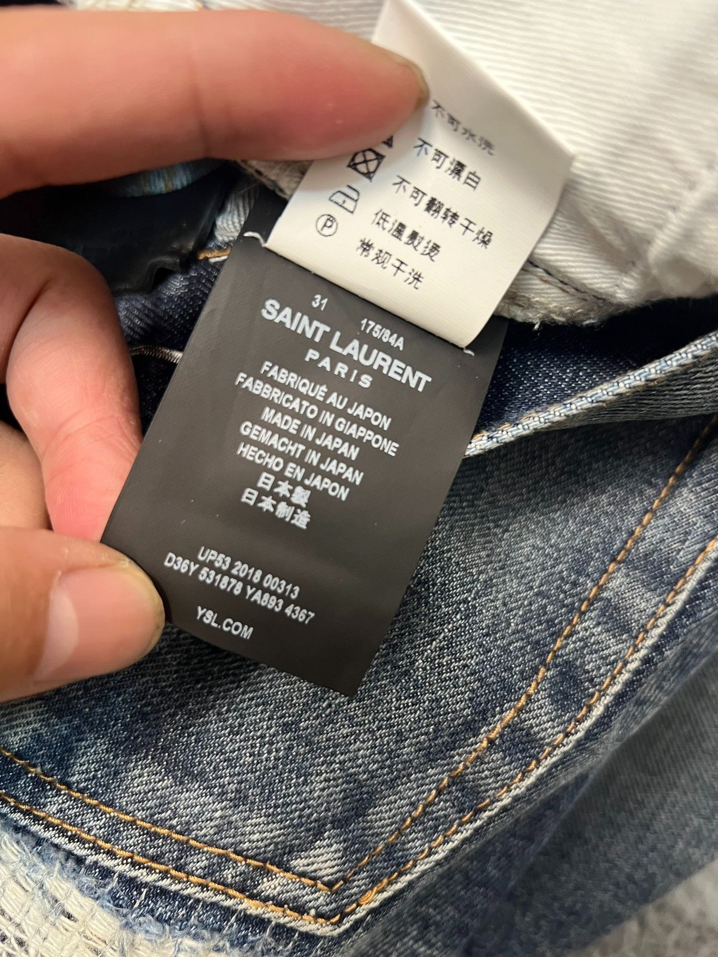 Saint Laurent Paris Saint laurent Dark blue jeans with stitched patches in the Size US 31 - 5 Thumbnail