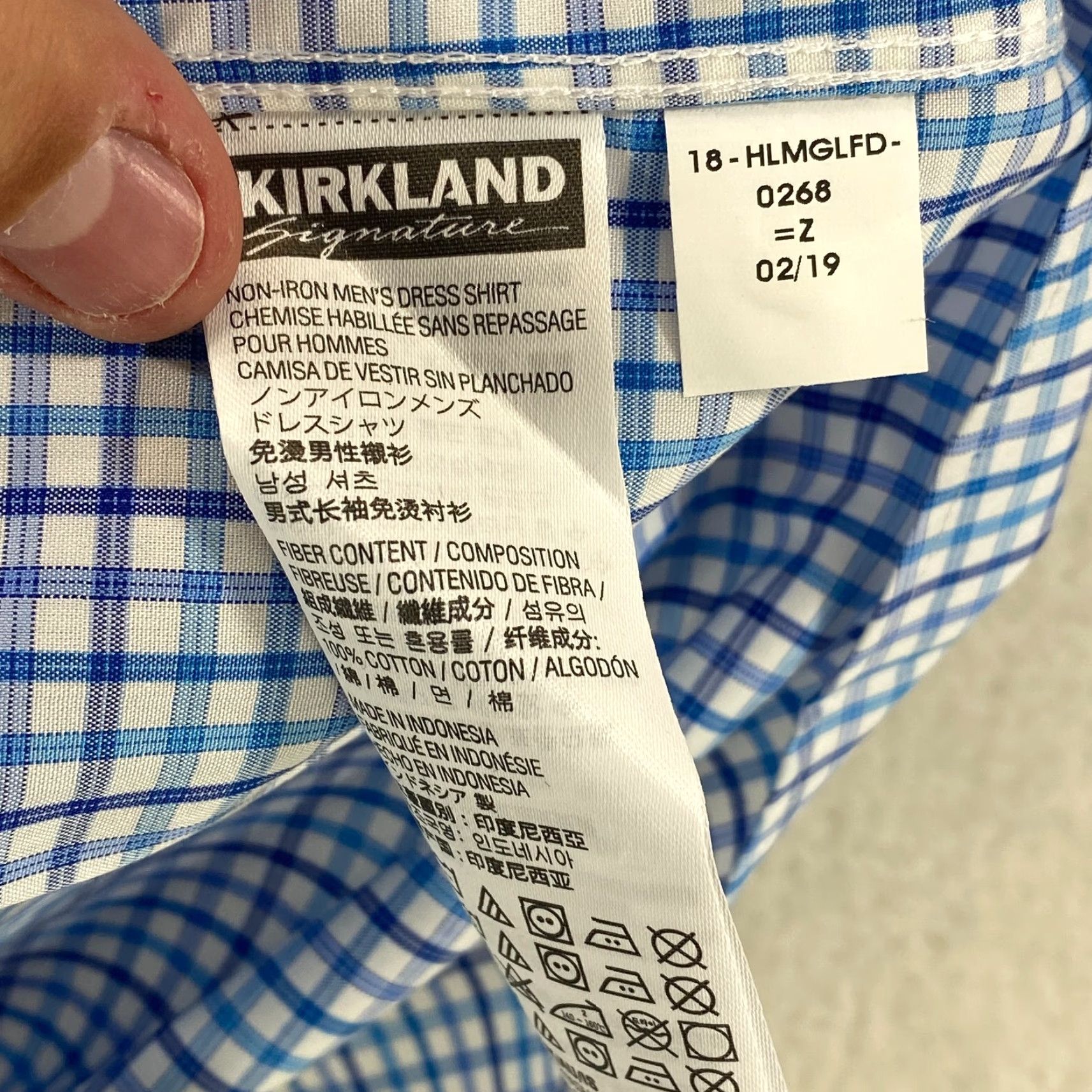 Vintage Kirkland Signature Mens XL 17 34/35 Non-Iron Dress Shirt Wrinkle Free NWT White/Blue Check 100% Cotton Button-Down Collar 17 Neck Size 46R - 8 Thumbnail