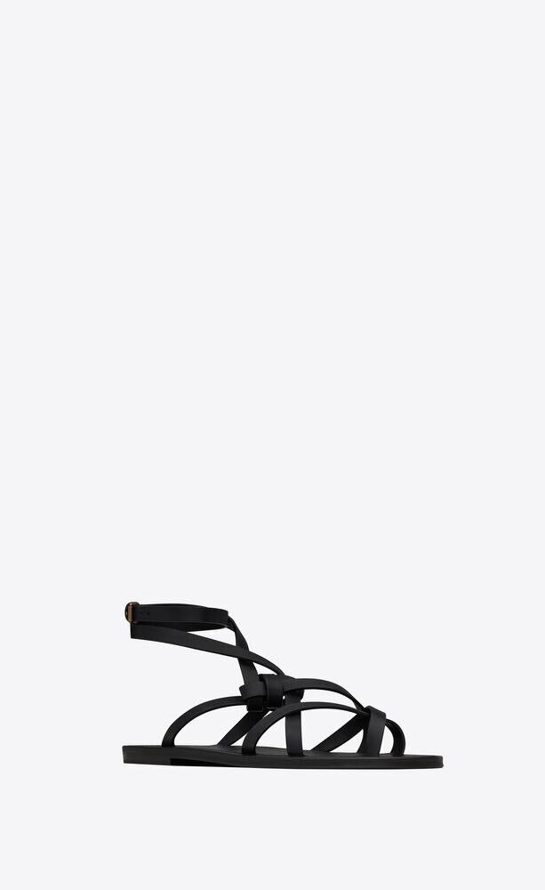 Saint Laurent Paris o1s1wg110425 Santo Sandals In Smooth Leather in Black Size US 10.5 / EU 43-44 - 3 Thumbnail