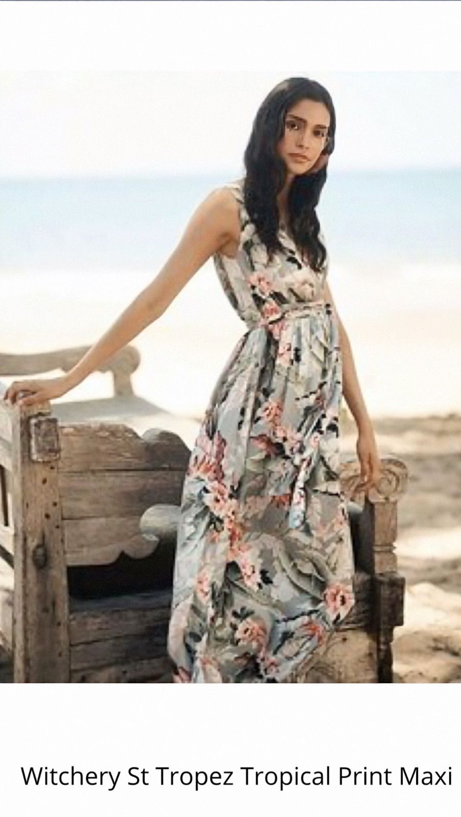 Other Witchery St Tropez Tropical Maxi Dress Grey/Pink women's Size XL / US 12-14 / IT 48-50 - 4 Thumbnail