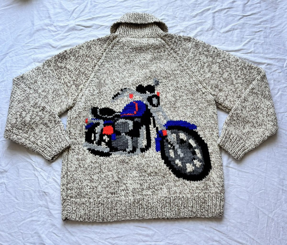 Other Vintage Hand Knit Motorcycle Cardigan Wool Cowichan Sweater Size US L / EU 52-54 / 3 - 9 Thumbnail