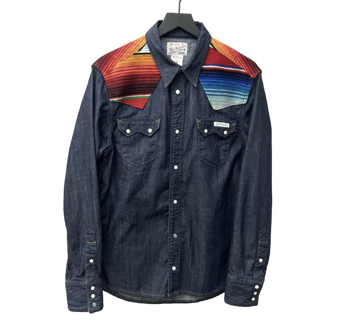 image of True Religion Sean Baja Denim L/s Pearl Button Snap Western Shirt in Dark Blue Denim (Size XL)