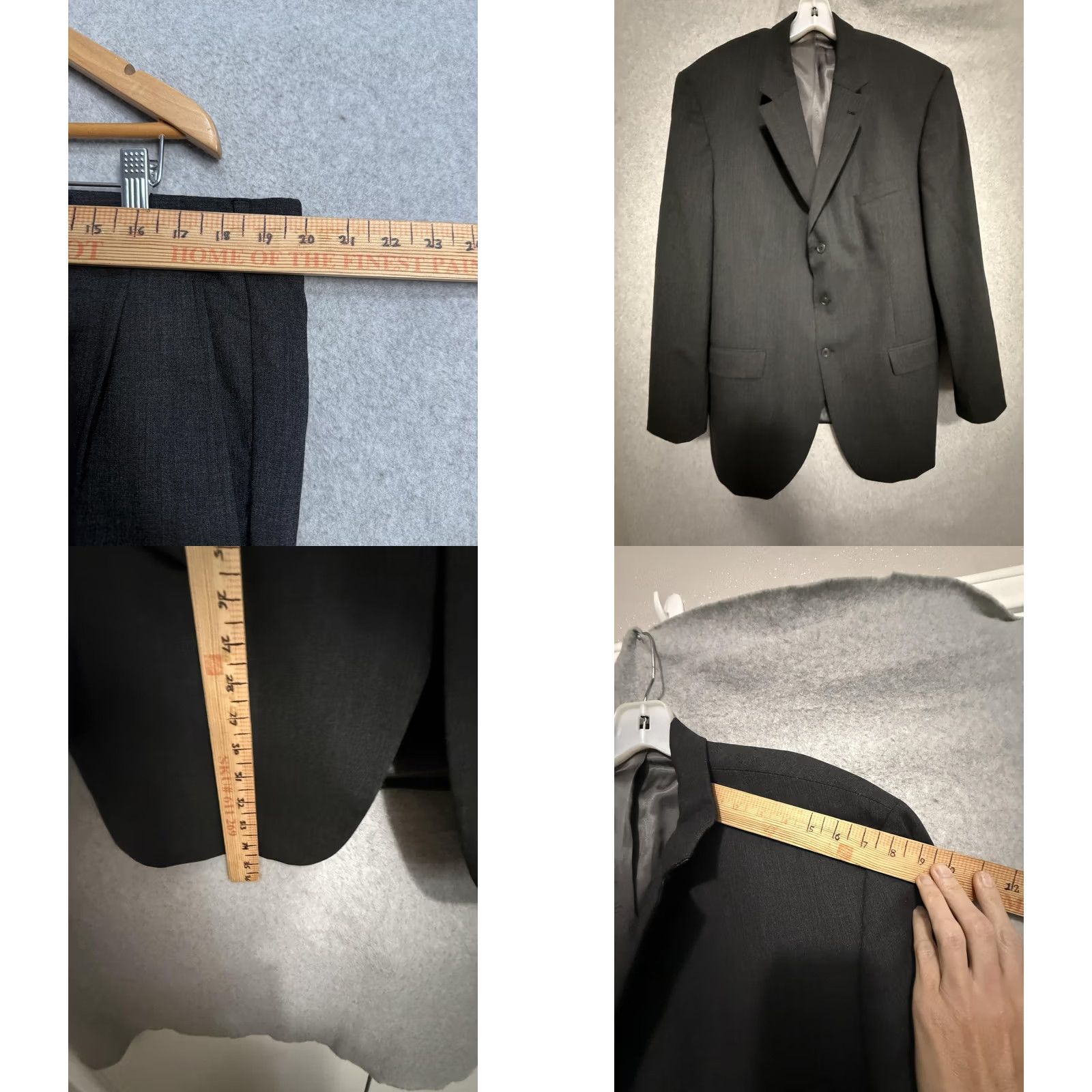Vintage Andrew Fezza Suit Mens 46 40x30 Gray Wool Cashmere 2 Piece Jacket Pants Formal Size 46R - 8 Thumbnail