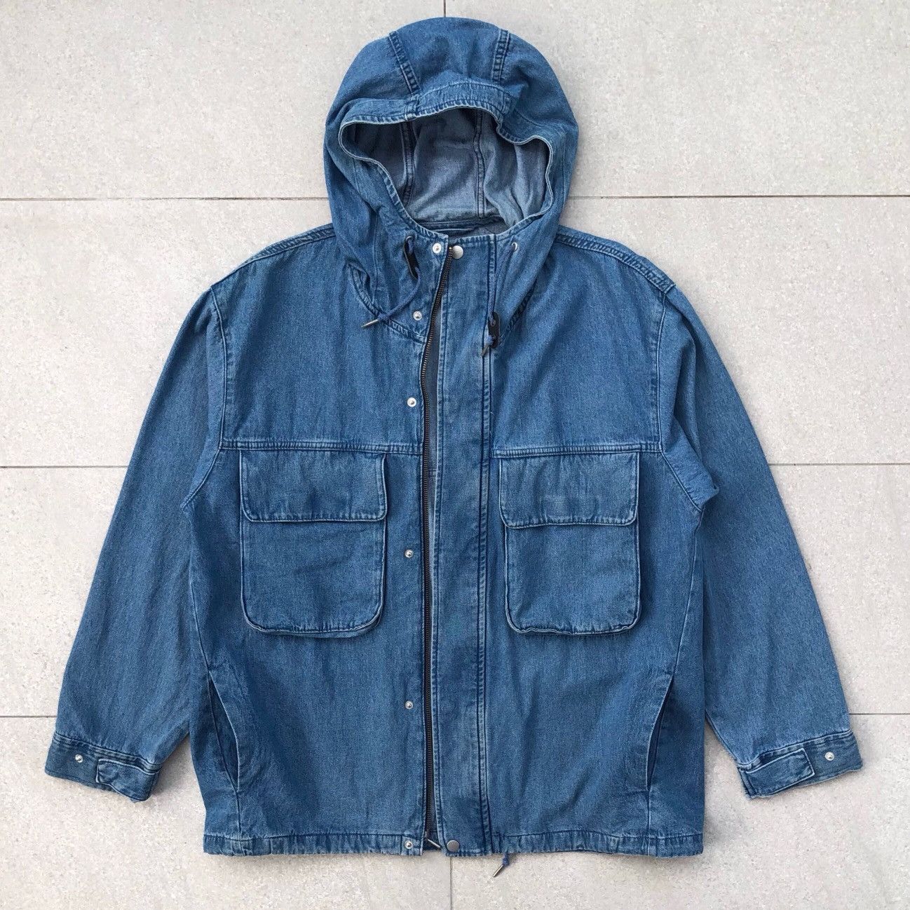 GU Vintage GU Double Pocket Denim Parka Jacket With Hoodie Size US L / EU 52-54 / 3 - 10 Thumbnail