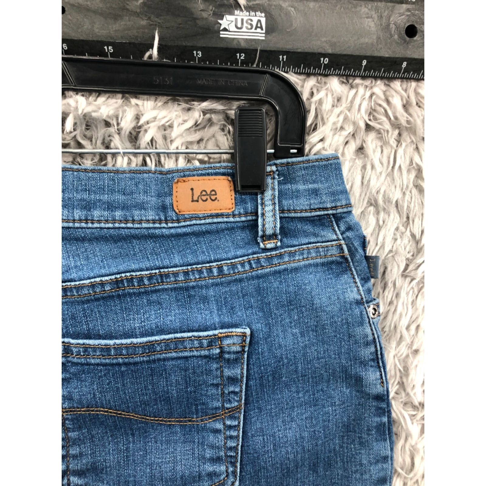 Lee Lee Relaxed Fit Straight Jeans Petite 12P Blue Denim Womens Jeans Size 34" / US 12 / IT 48 - 6 Thumbnail