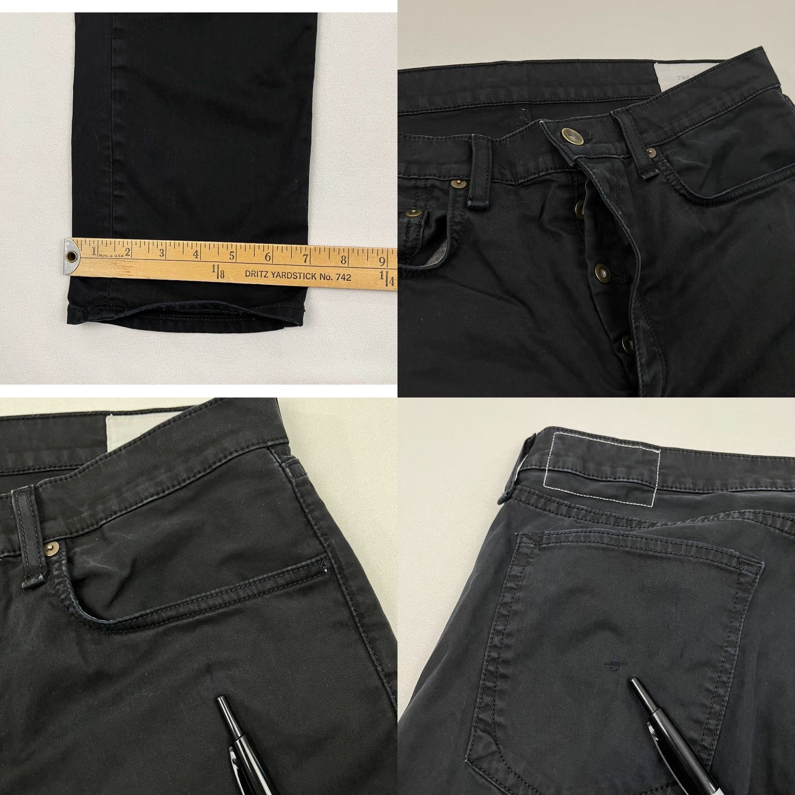 Rag & Bone rag & bone Pants Mens 34 x 33 Slim Straight Fit 2 Black Button Fly Chino Casual Size US 34 / EU 50 - 8 Thumbnail