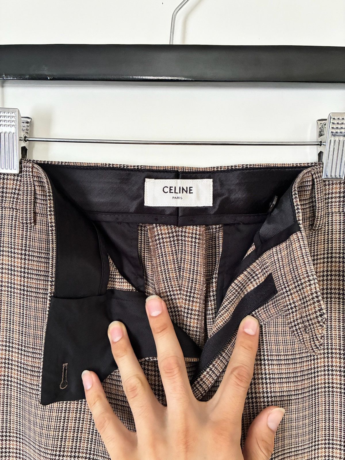 Celine FW23 ‘Prince of Wales’ Checkered Dylan Trousers Size US 35 - 4 Thumbnail