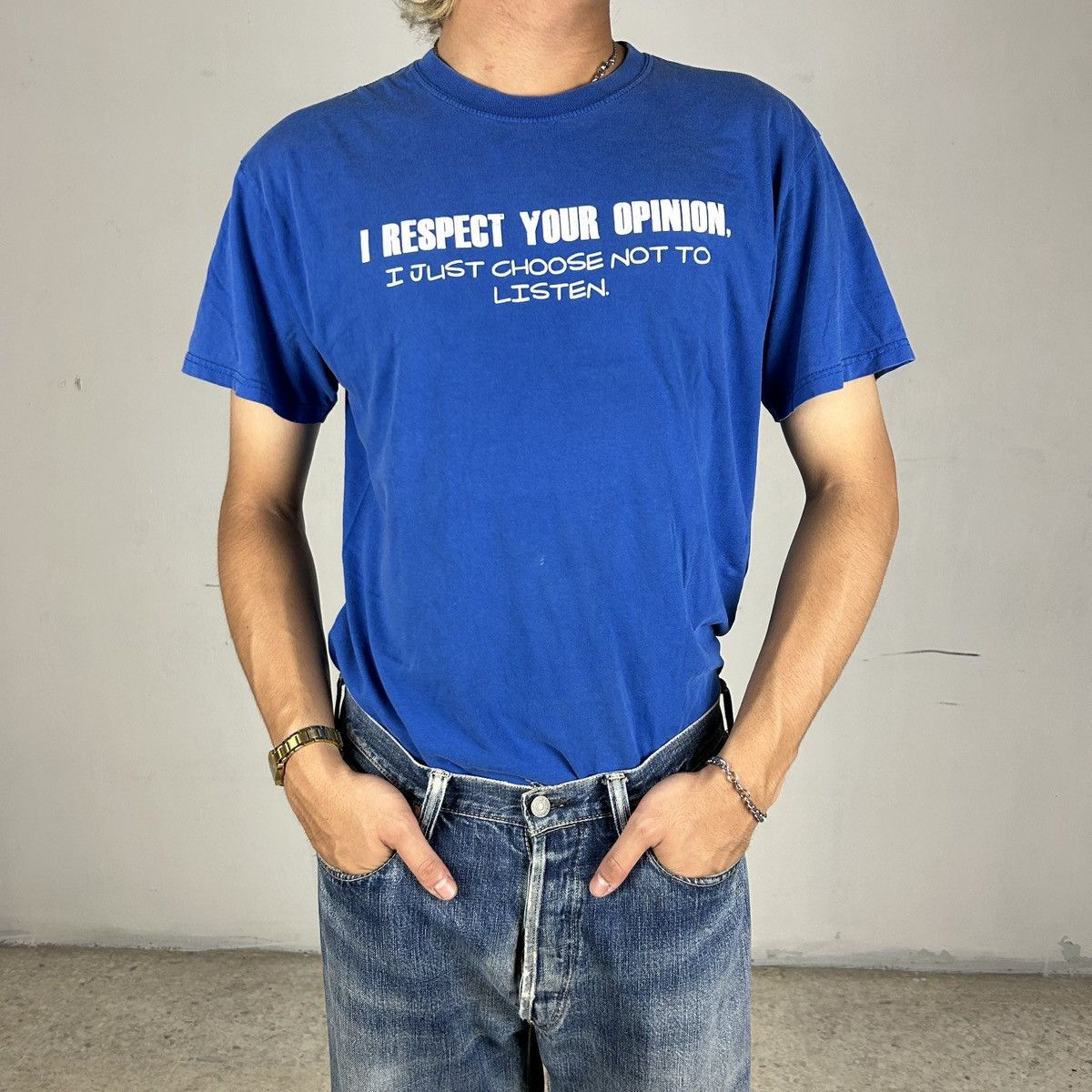 Vintage 2000s Wording Tee Size US L / EU 52-54 / 3 - 1 Thumbnail