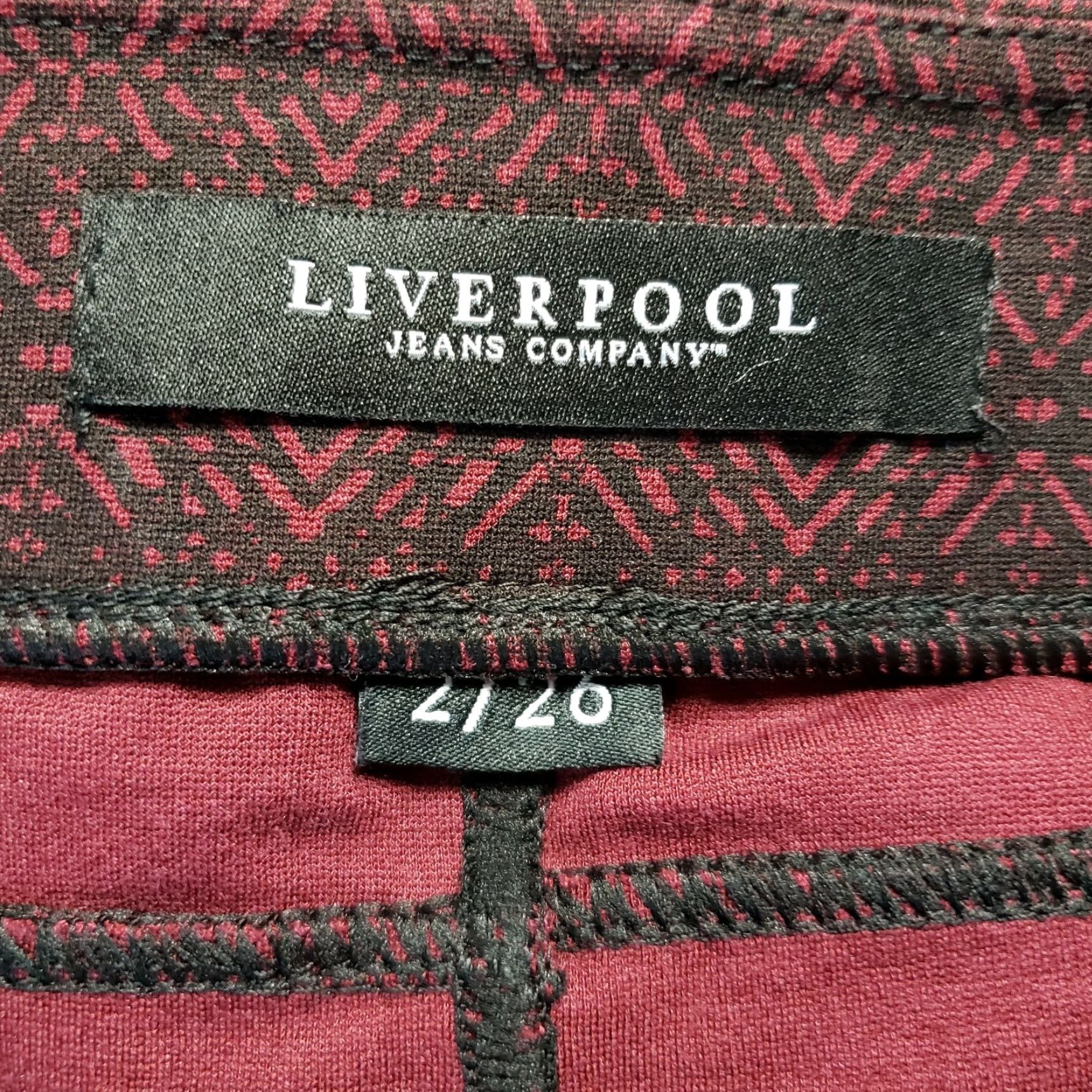 Vintage Liverpool Womens Pencil Skirt Sz 2 Knit Ponte Pull On Black Wine Short Ray on Blend Straight & Pencil Size 26" / US 2 / IT 38 - 4 Thumbnail