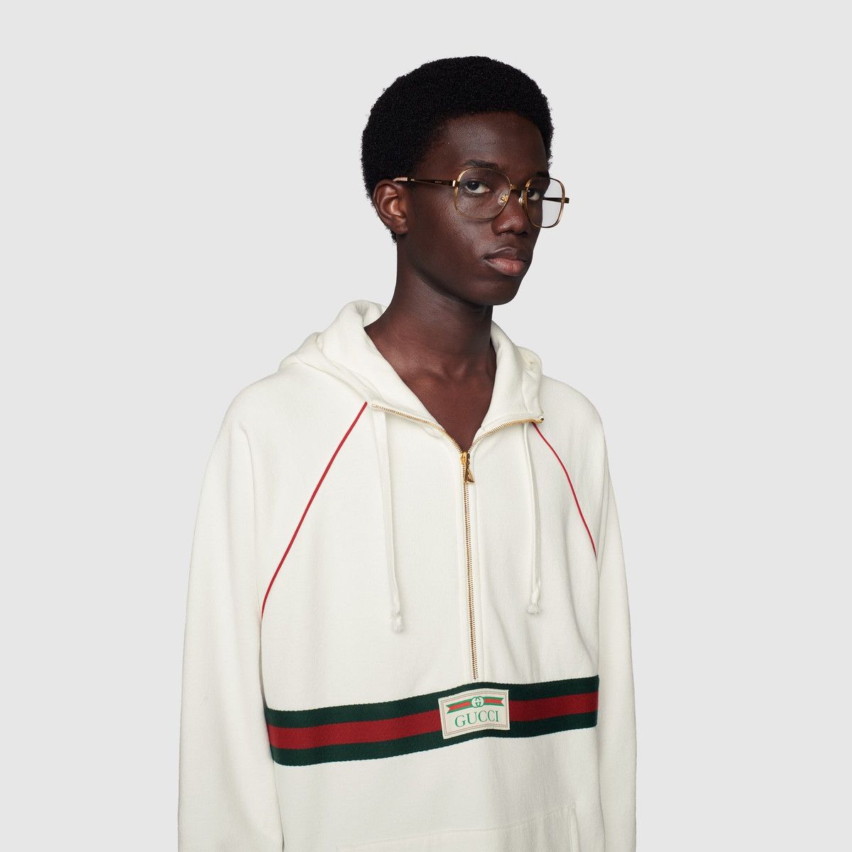 Gucci o1s1wg111025 Sweatshirt With Web and Gucci Label in Ivory Size US XXL / EU 58 / 5 - 5 Thumbnail
