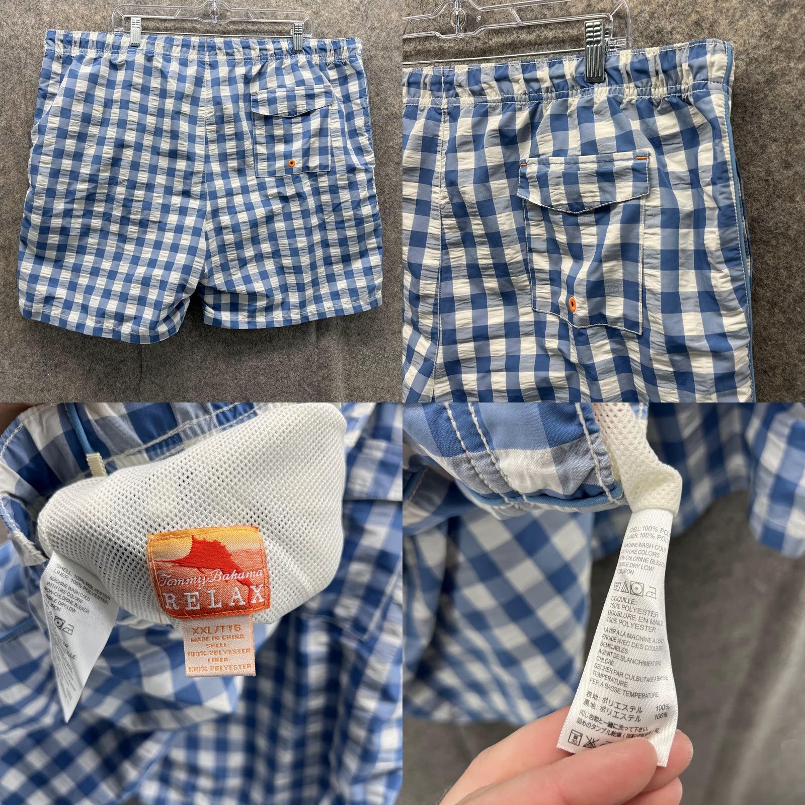 Tommy Bahama Tommy Bahama Shorts Men 2XL Blue Drawstring Checkered Trunks Swimwear Casual Beachwear Size US 39 - 8 Thumbnail