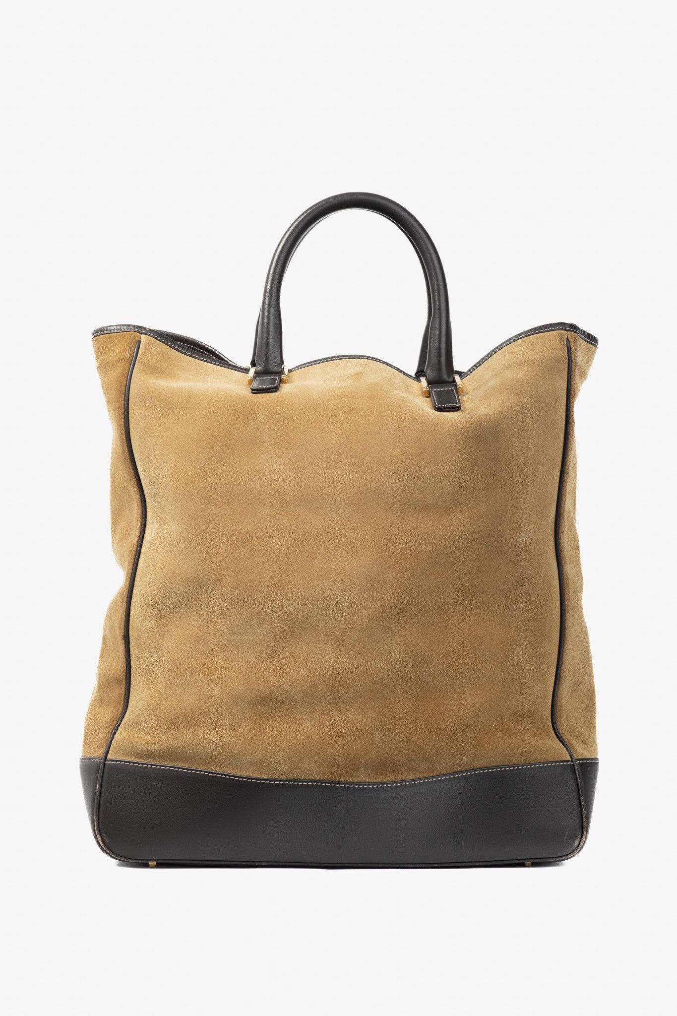 Loewe Loewe Amazona Oro Suede & Marron Leather Tote Bag Size ONE SIZE - 4 Thumbnail