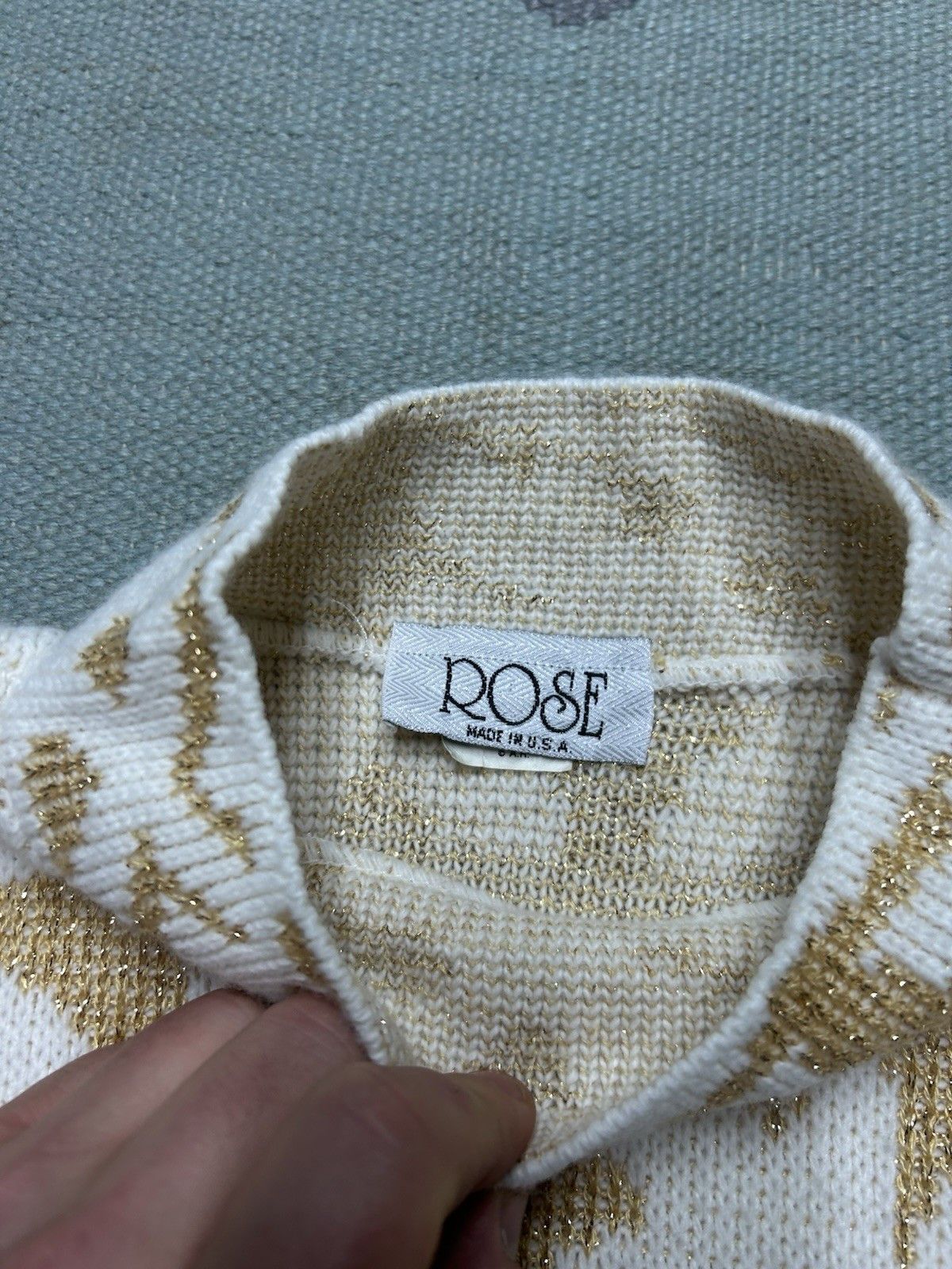 Vintage vtg 80s knit sweater Rose acrylic lurex sparkle snowflake XL Size XL / US 12-14 / IT 48-50 - 3 Thumbnail