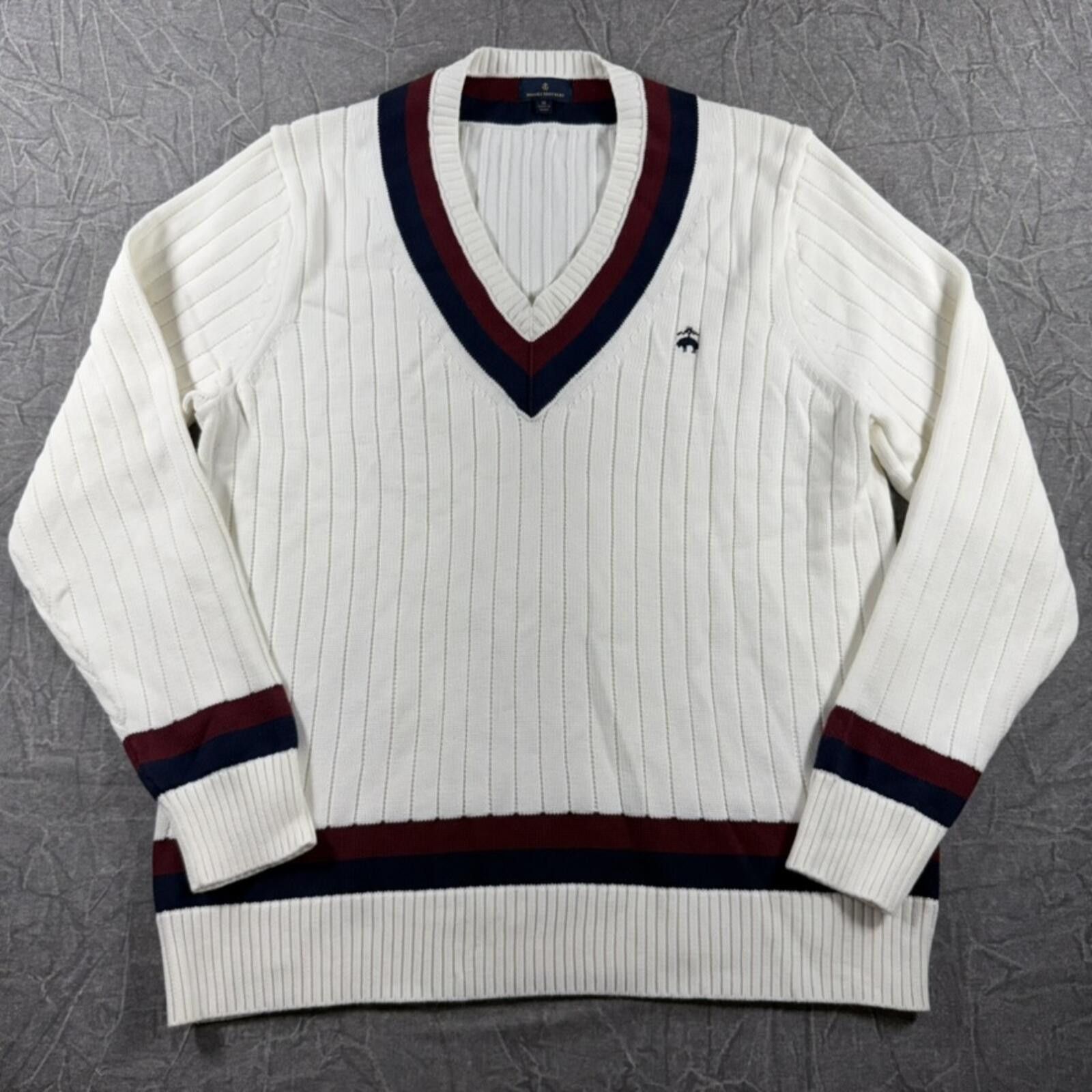 Brooks Brothers Brooks Brothers Sweater Men's XL White V-Neck Knit Cotton Size US XL / EU 56 / 4 - 2 Thumbnail