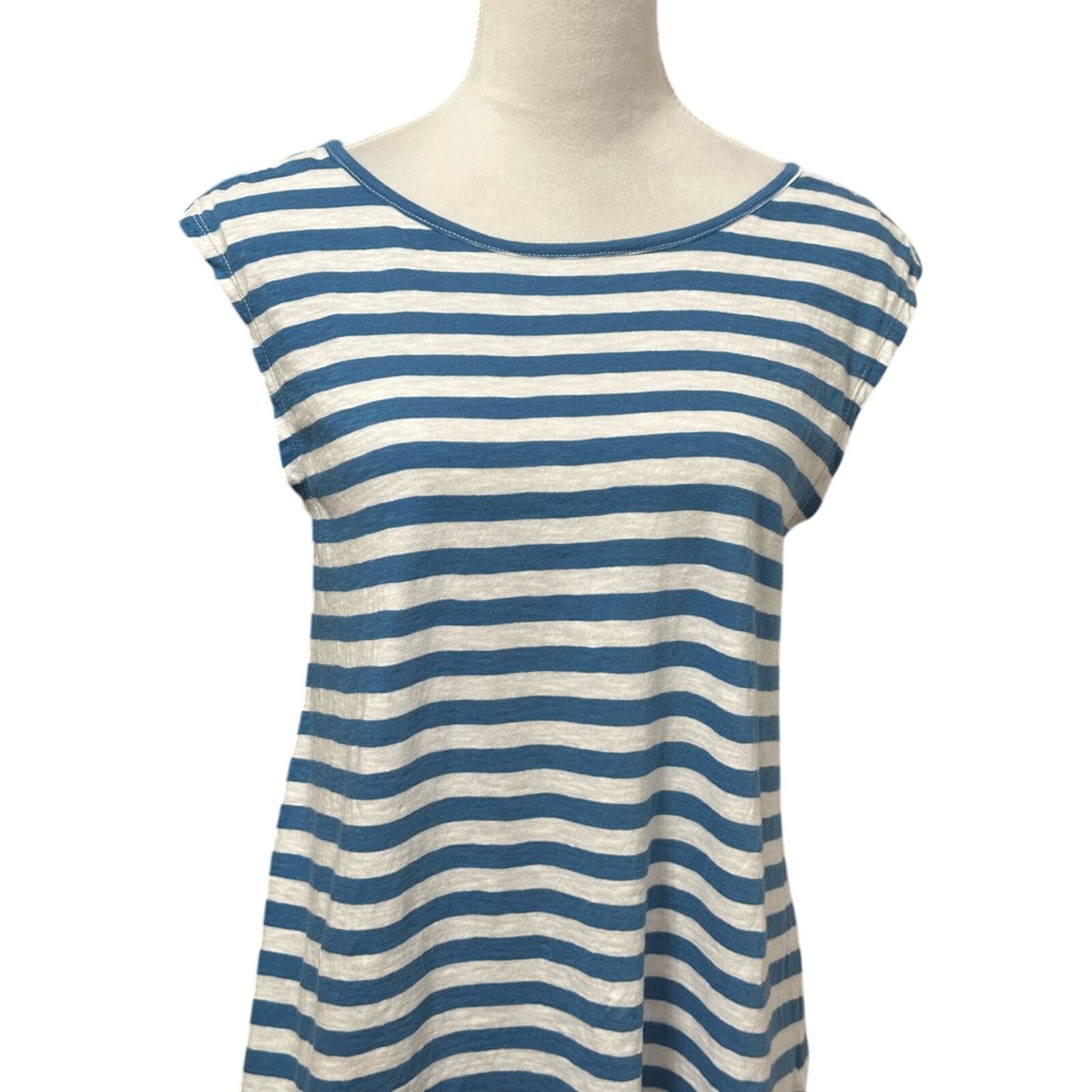 Other Caslon Cap Sleeves Blouse Striped Blue White Women's S NWOT Size S / US 4 / IT 40 - 2 Thumbnail
