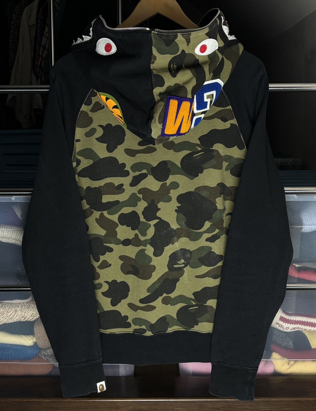 Bape Bape half green camo shark rare hoodie Size US M / EU 48-50 / 2 - 5 Thumbnail