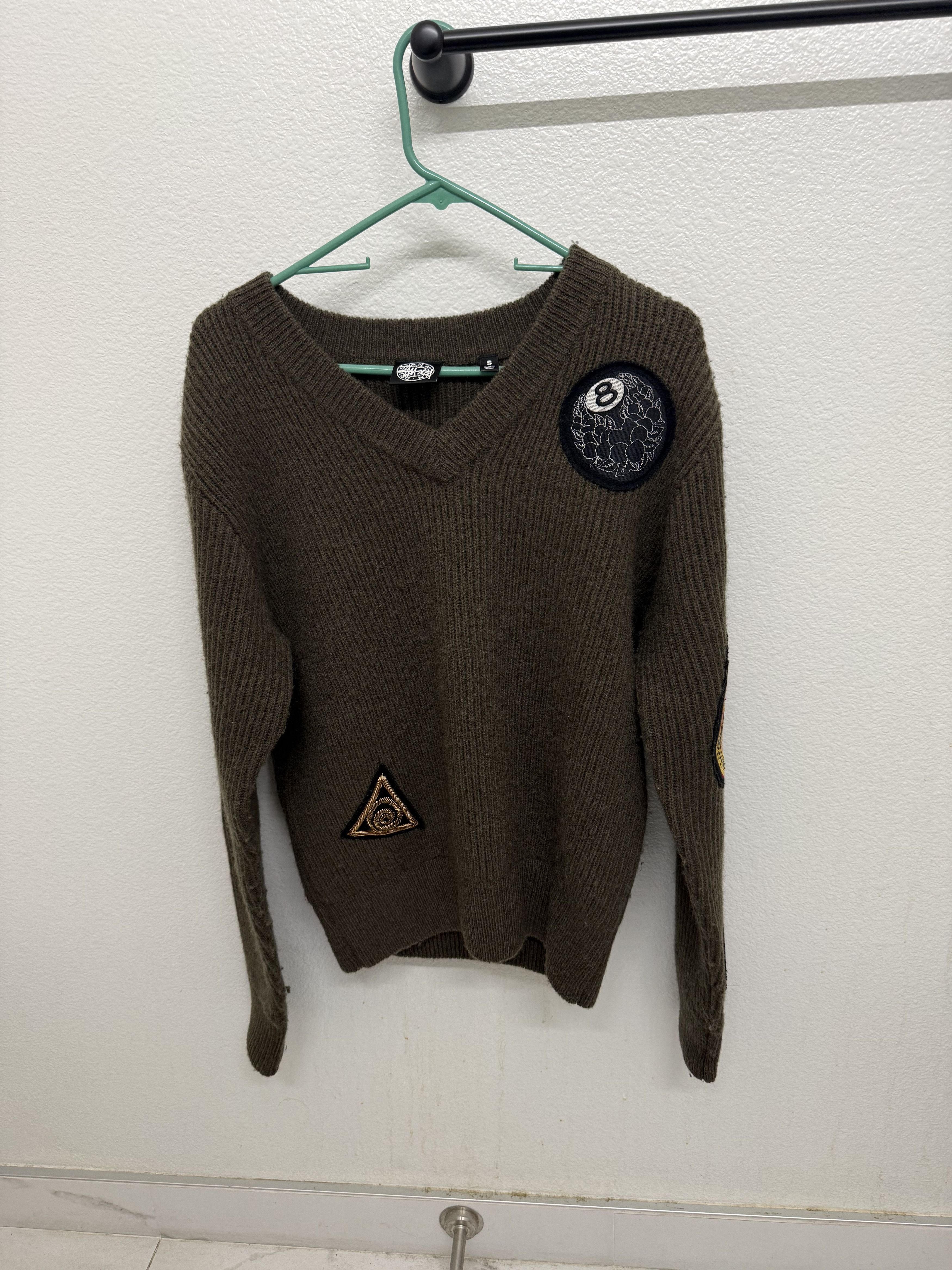 Stussy AW2022 Stussy Curly S Logo Green/Cream Knit Sweater | Grailed
