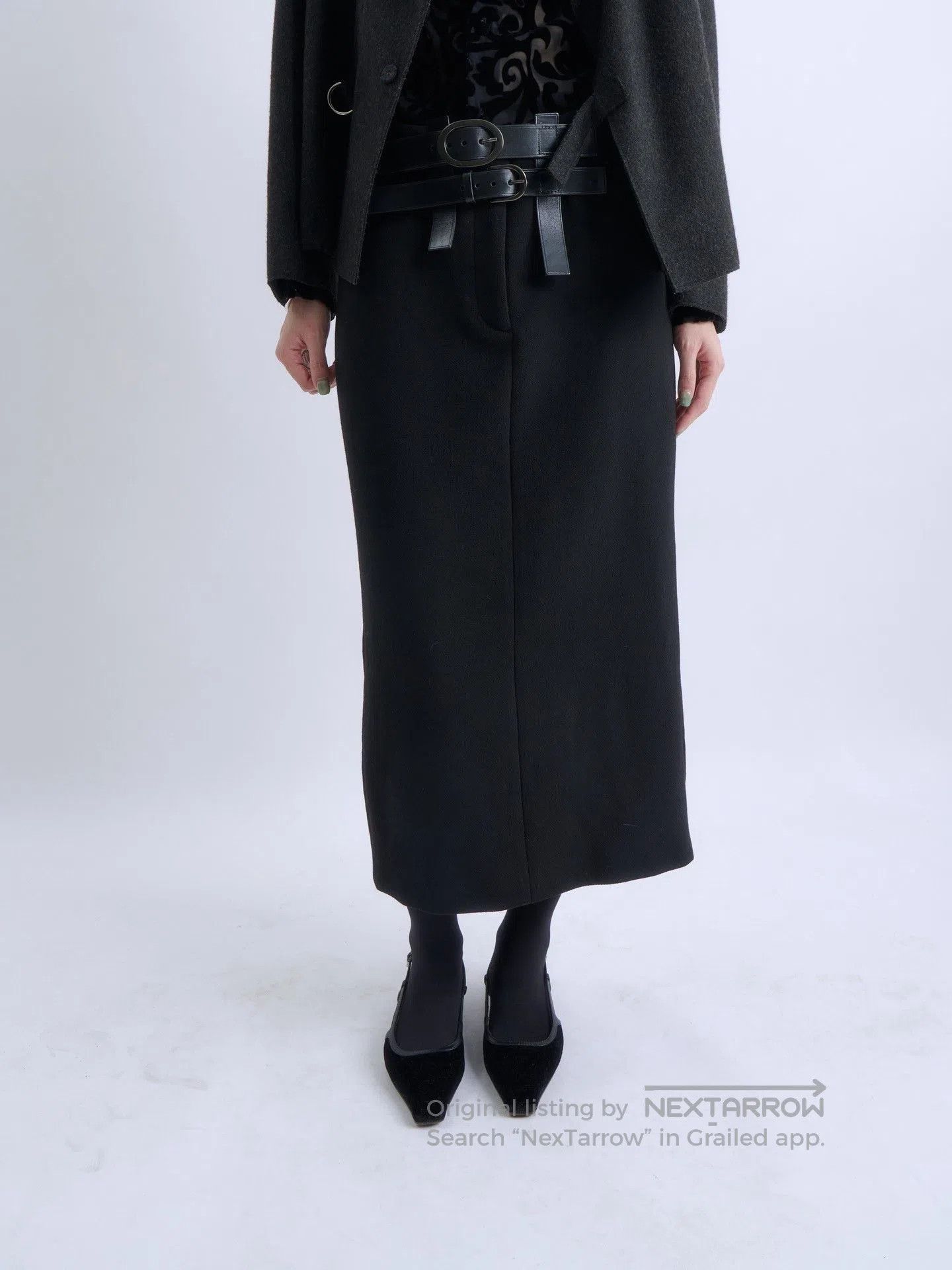 Tom Ford Tom Ford Double Belt Wool Midi Skirt. Size 31" - 1 Thumbnail