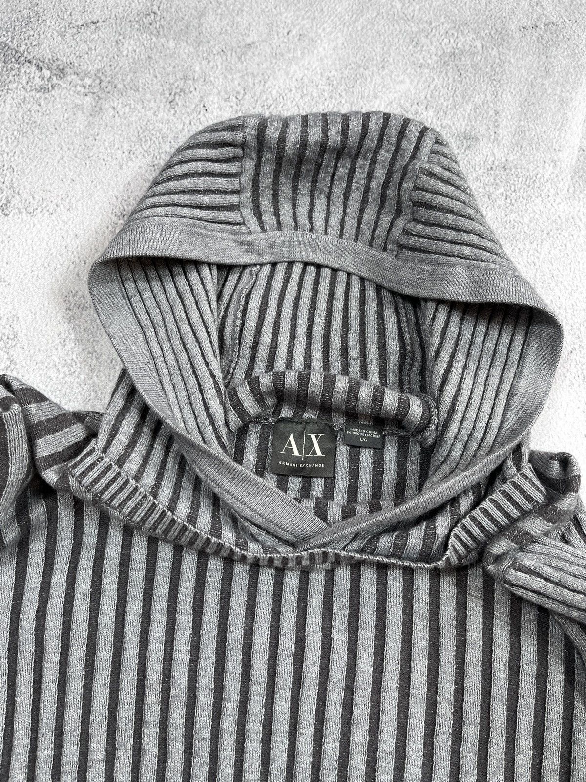 Armani Exchange Vintage Y2K Armani ribbed hooded sweater streetwear M Size US M / EU 48-50 / 2 - 7 Thumbnail