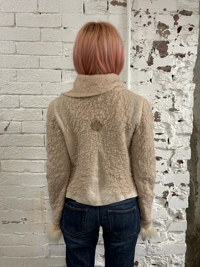 Roberto Cavalli Roberto Cavalli Class Beige Wool Mohair Cropped Cardigan Size M / US 6-8 / IT 42-44 - 3 Thumbnail