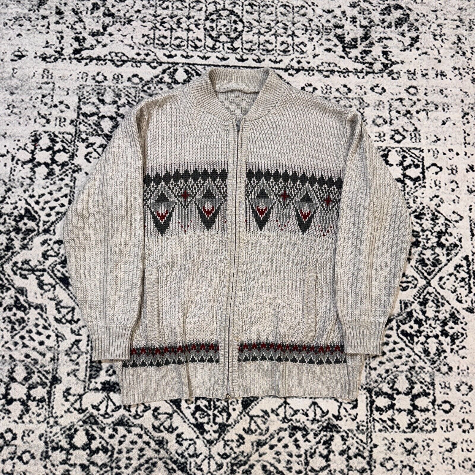 Vintage Vintage Unisex Gray Acrylic Sweater Size L Y2K 90s Geometric Size US L / EU 52-54 / 3 - 1 Thumbnail