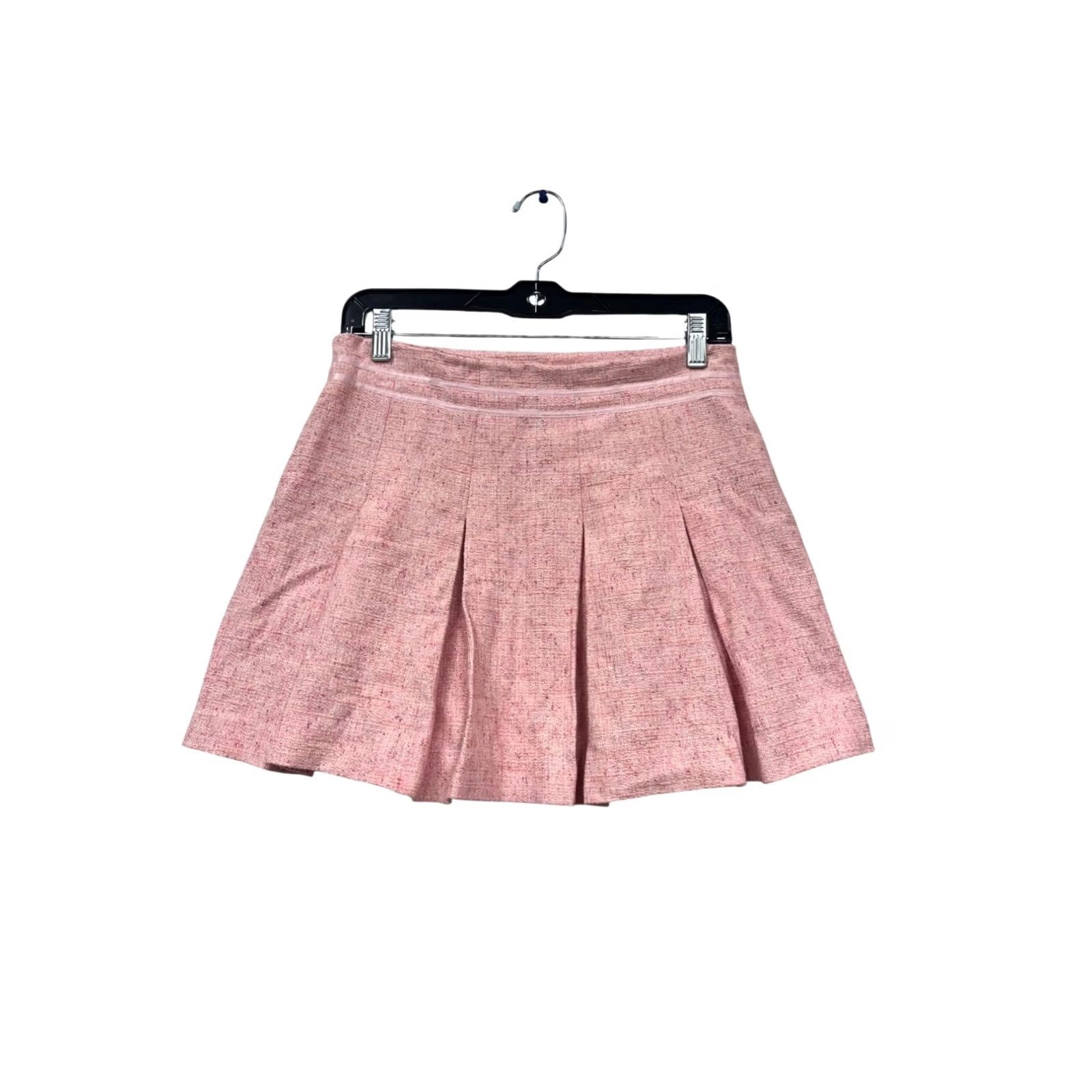 Pinko Liquid Pink Pleated Mini Skirt Women's 2, Short, Cotton Linen Silk Viscose Polyester Blend, Zip Closure, Dry Clean, Casual Vintage: No, 90s? Size 26" / US 2 / IT 38 - 2 Thumbnail