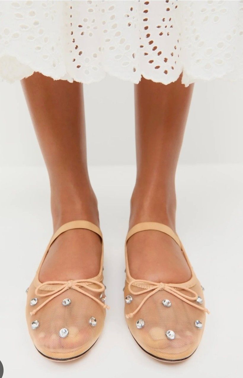 Jeffrey Campbell Jeffrey Campbell Mesh Ballet Flats Mary Jane Rhinestone Size US 7.5 / IT 37.5 - 18 Thumbnail