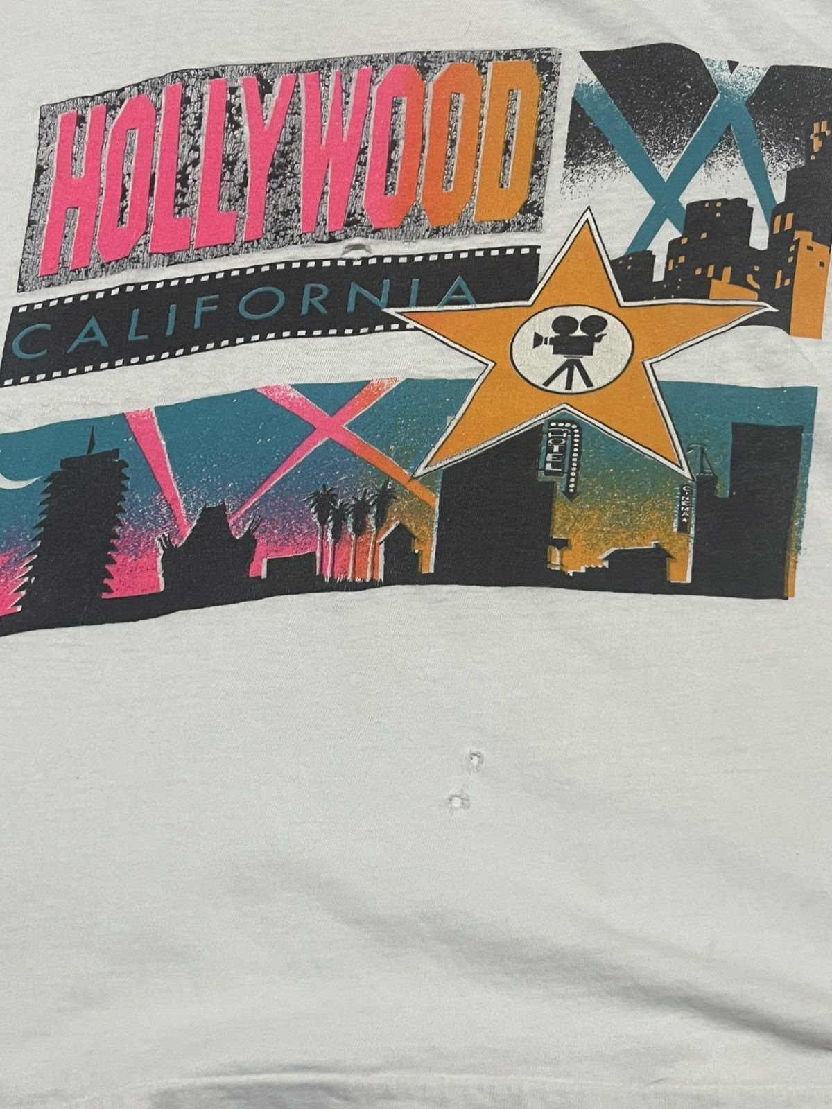 Vintage 90s Vintage White Hollywood Tee Size US M / EU 48-50 / 2 - 3 Thumbnail