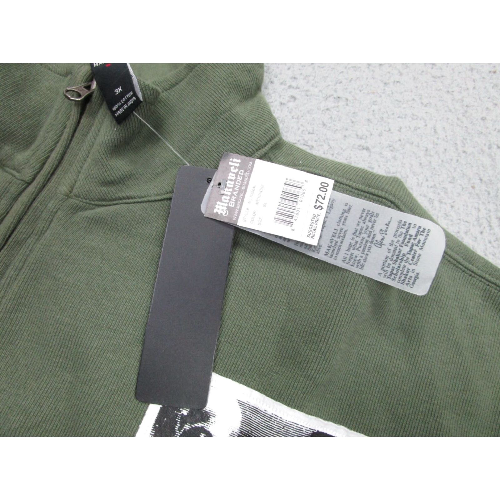 Vintage Makaveli Sweater Mens 3XL Green Pullover Tupac 2 Pac Y2K Casual Size US XXL / EU 58 / 5 - 6 Thumbnail