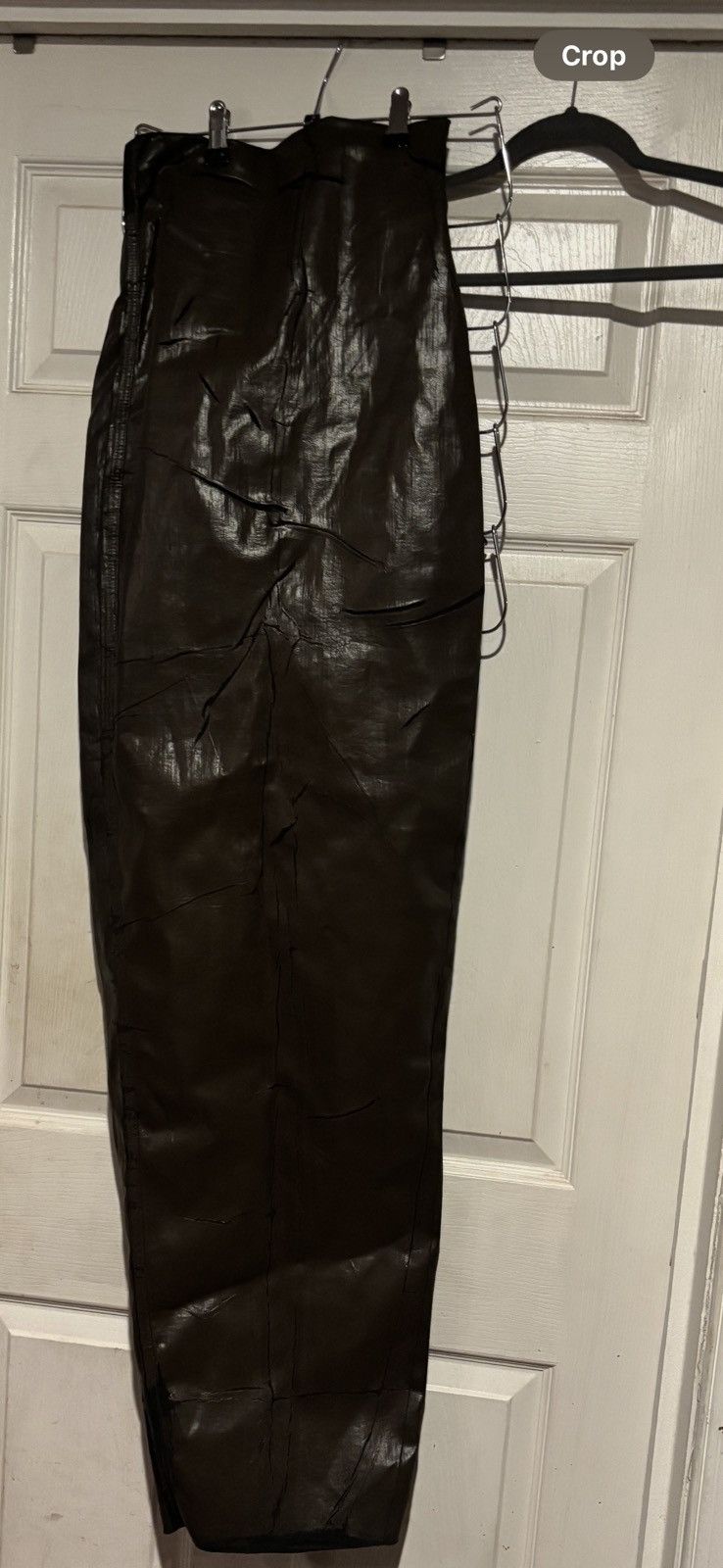 Rick Owens Brown waxed coated maxi skirt with distressed look Size 27" / US 4 / IT 40 - 2 Thumbnail