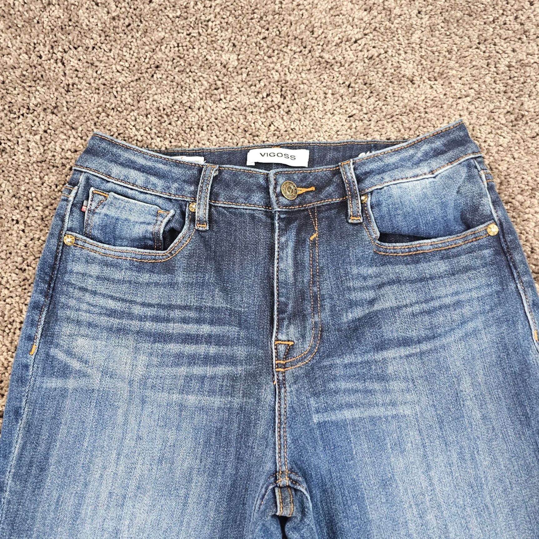 Vintage VINTAGE VIGOSS Jeans Womens 28 Mid Rise Straight Stretch Blue Denim 25x31 Regular Size 25" / US 0 / IT 36 - 2 Thumbnail