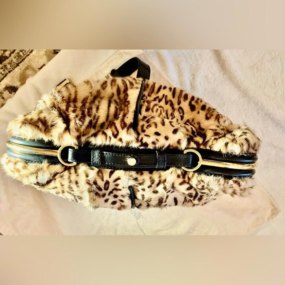 Jimmy Choo Jimmy Choo Large Alex Fur Satchel/ Leopard Size ONE SIZE - 4 Thumbnail