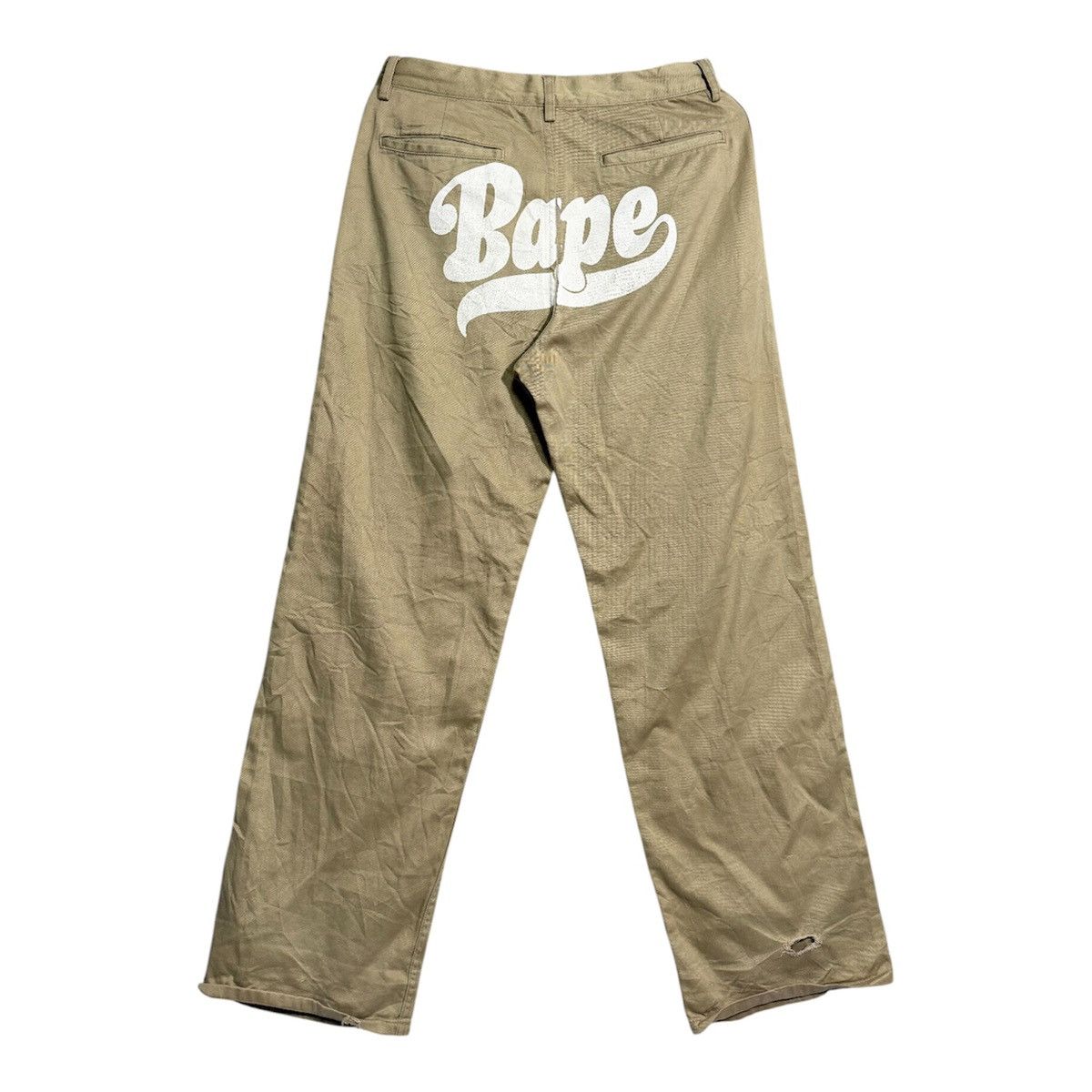 Bape BAPE Vintage Script Logo Chino Pants - Khaki/Tan - Size M Size US 31 - 1 Thumbnail