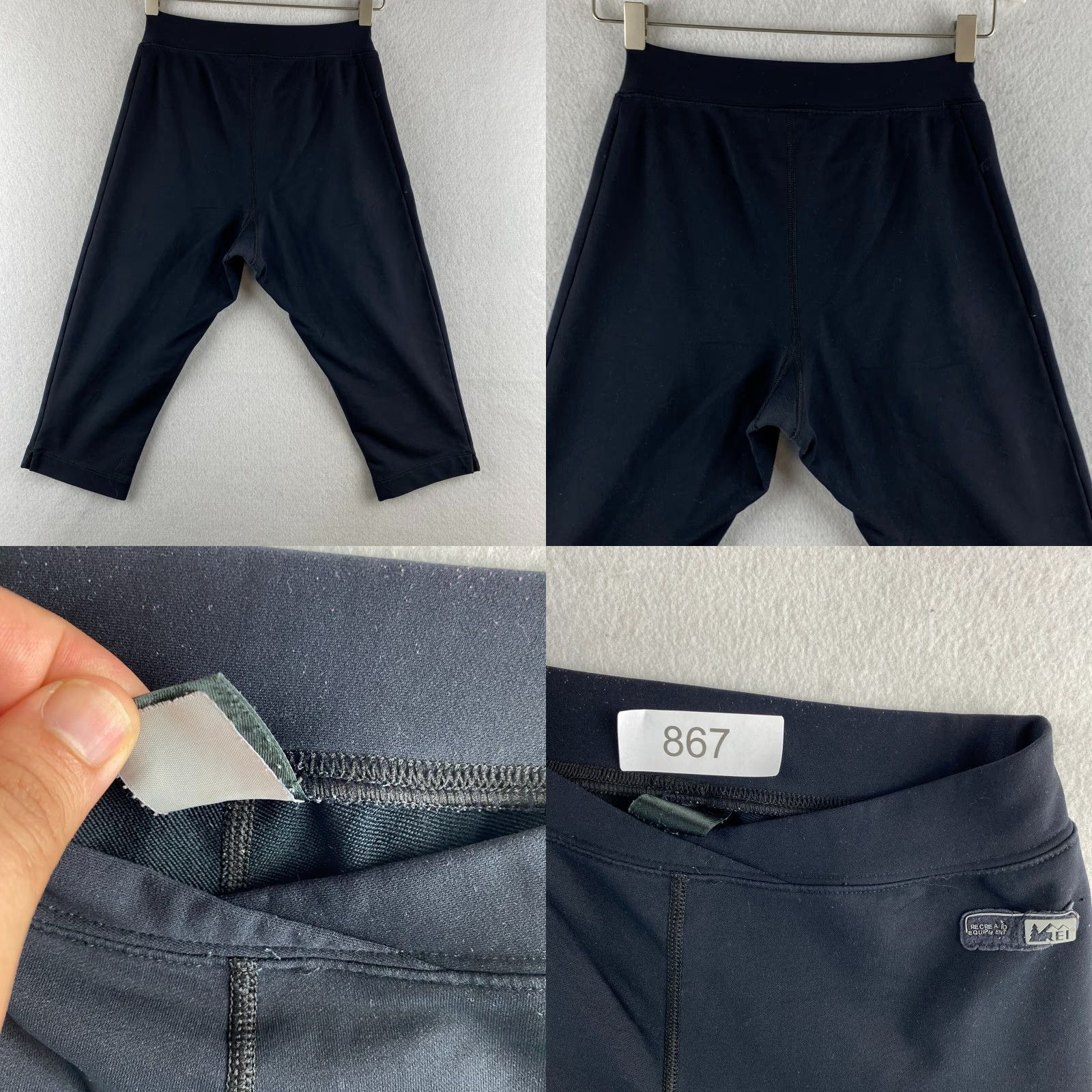 Vintage REI Capri Pants Womens 24 Black Stretch Crop Pull-On Elastic Waist Yoga Pants Size 42" / US 20 - 8 Thumbnail