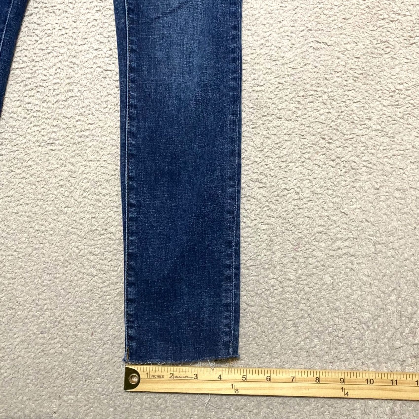 J.Crew J.CREW Jeans Womens 24 Blue Denim Dark Wash High Rise Skinny Raw Hem Shirt Moms? Size 42" / US 20 - 5 Thumbnail