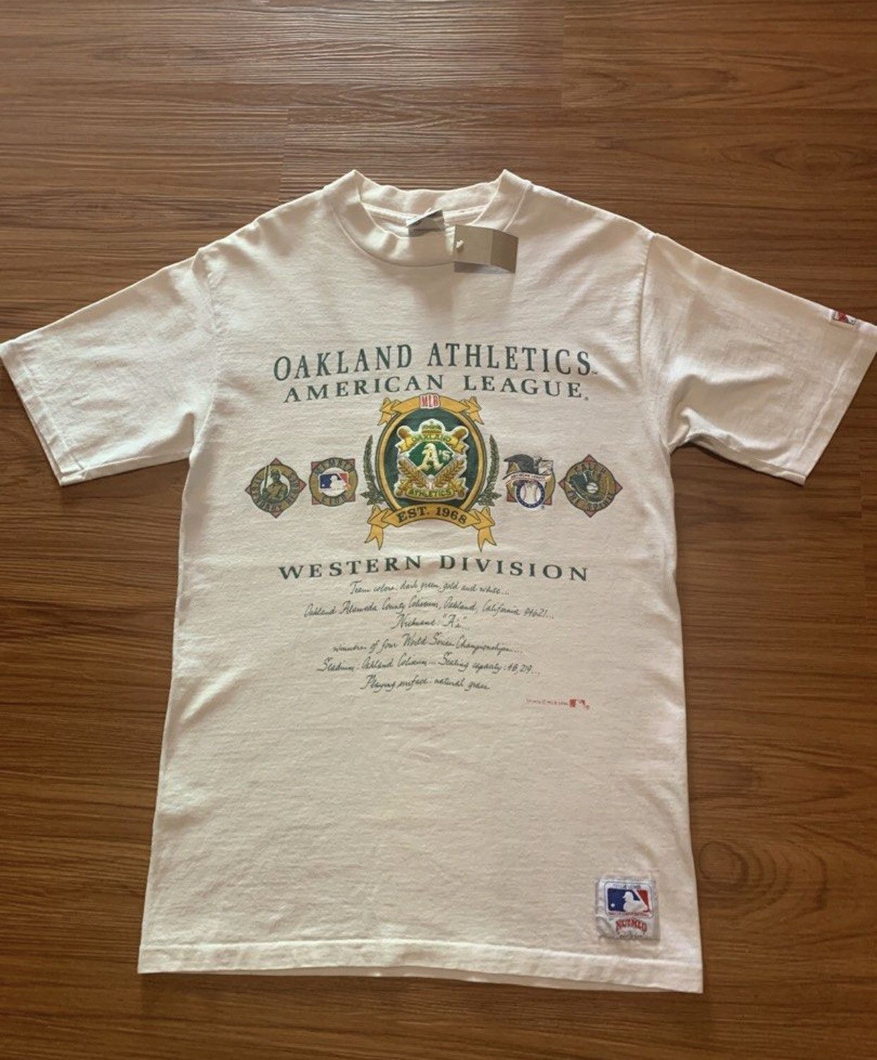 Band Tees × Nutmeg × Vintage VINTAGE OAKLAND ATHLETICS TEE AMERICAN LEAGUE WESTERN DIV. Size US L / EU 52-54 / 3 - 1 Thumbnail