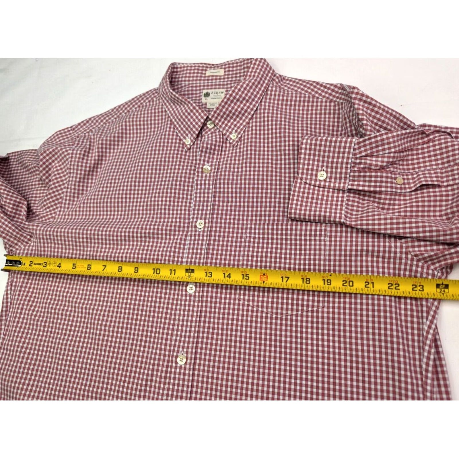 J.Crew J.CREW Tailored Fit Washed Casual Button Shirt Men XL Red Check Long Sleeve Size US XL / EU 56 / 4 - 6 Thumbnail