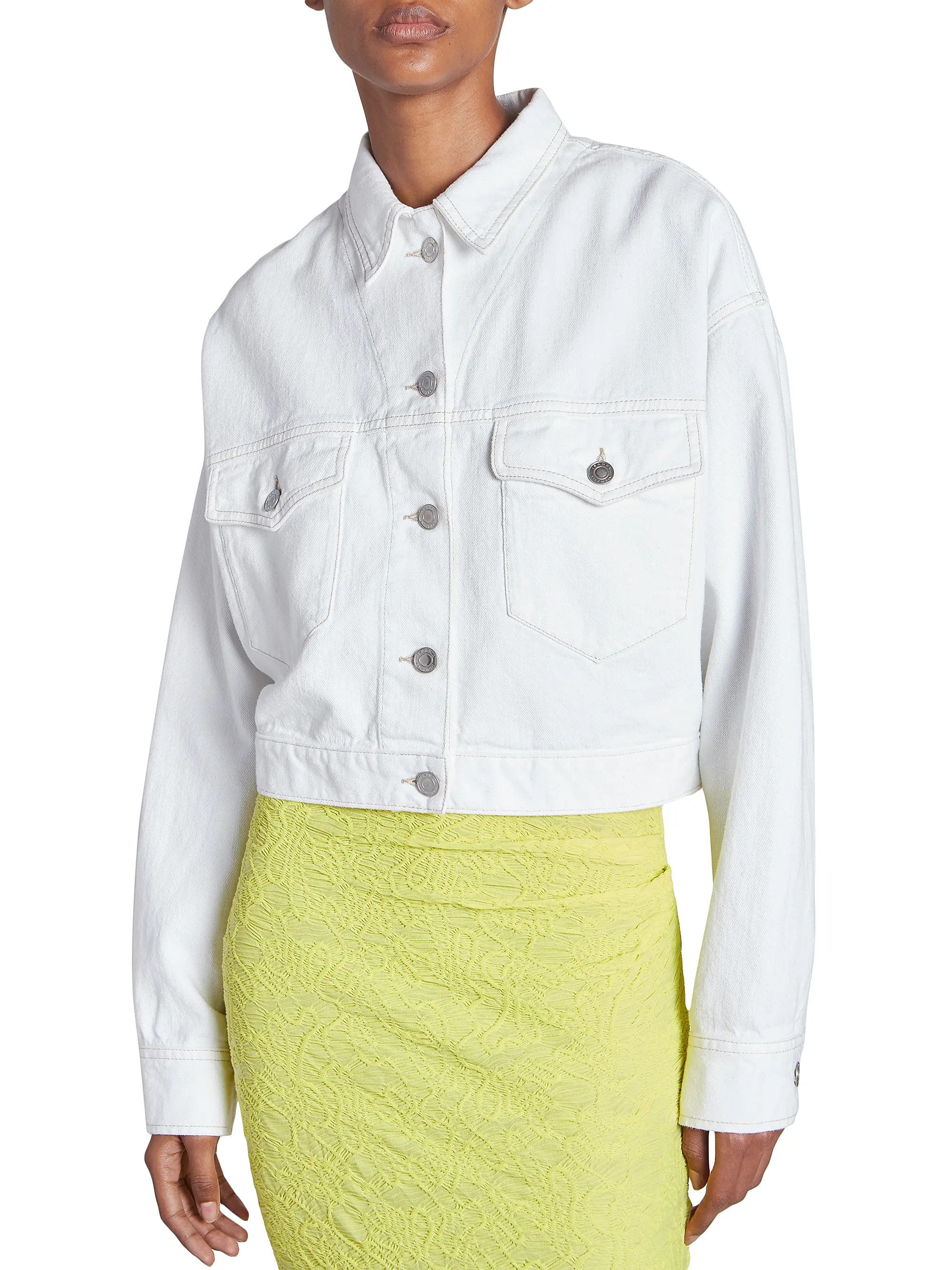 Isabel Marant o1B3y1r0526 Tadia Denim Jacket in White Size M / US 6-8 / IT 42-44 - 6 Thumbnail