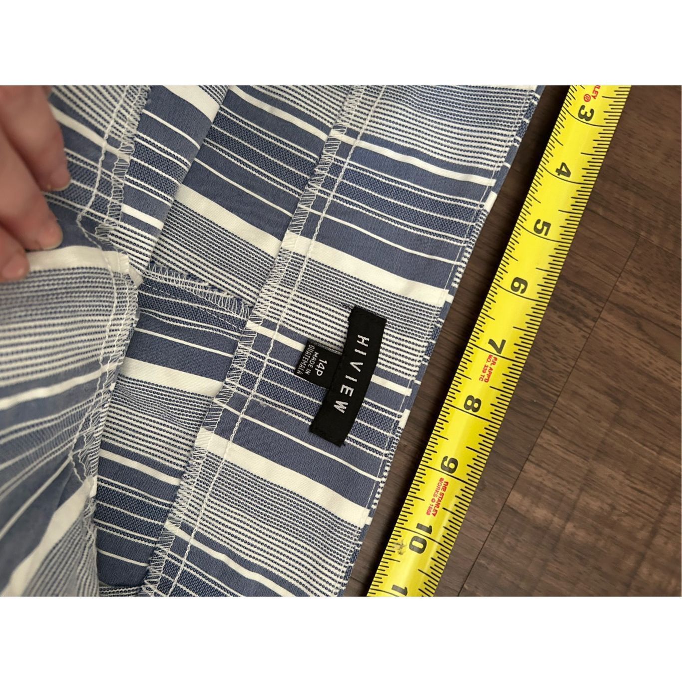 Review HIVIEW Blue White Stripe Pull-on Capri Pants, Size 14P Petit Size 36" / US 14 / IT 50 - 4 Thumbnail