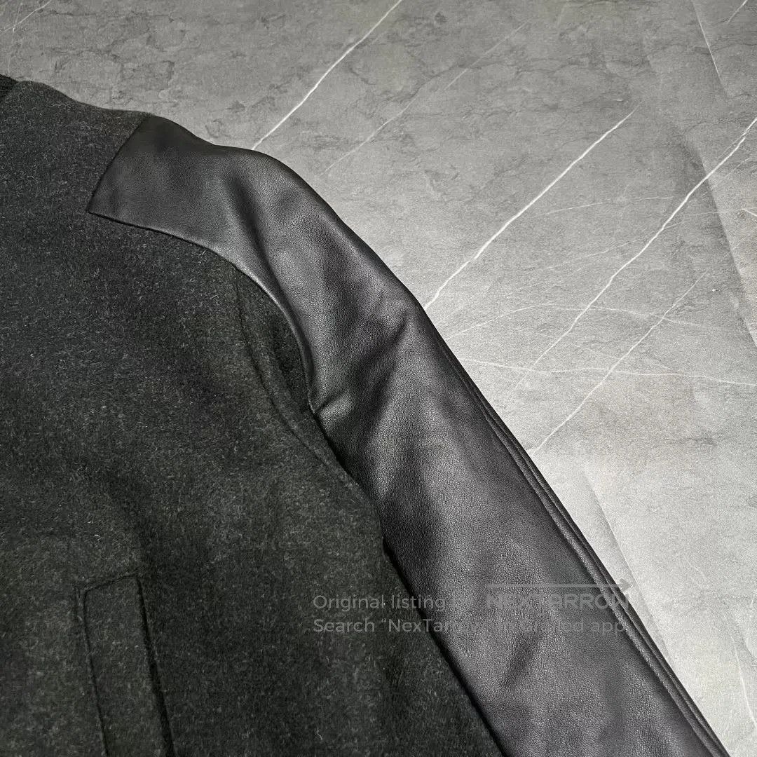 Acne Studios gray leather sleeve bomber jacket. Size US M / EU 48-50 / 2 - 4 Thumbnail
