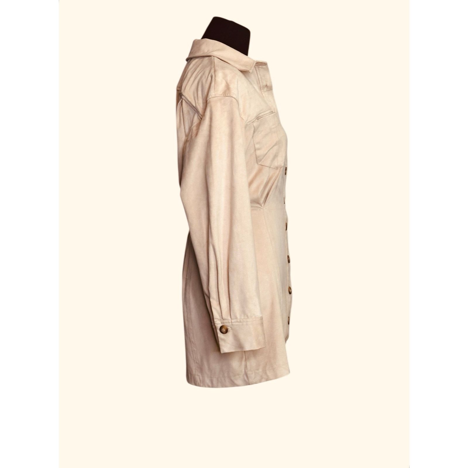 Zara Zara cream suede long sleeves shirt mini dress size Small Size S / US 4 / IT 40 - 16 Thumbnail