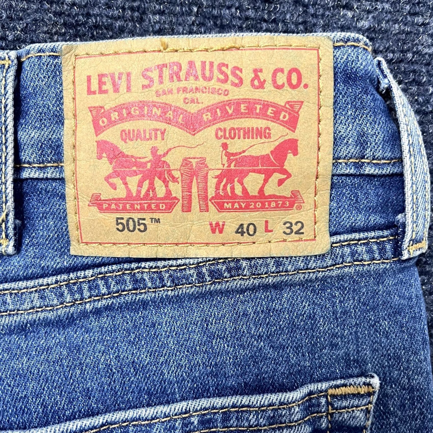 Levi's Levi's 505 Jeans Mens 40x32 Blue Medium Wash Straight Zip Regular WaterLess Denim Pants Size US 40 / EU 56 - 5 Thumbnail